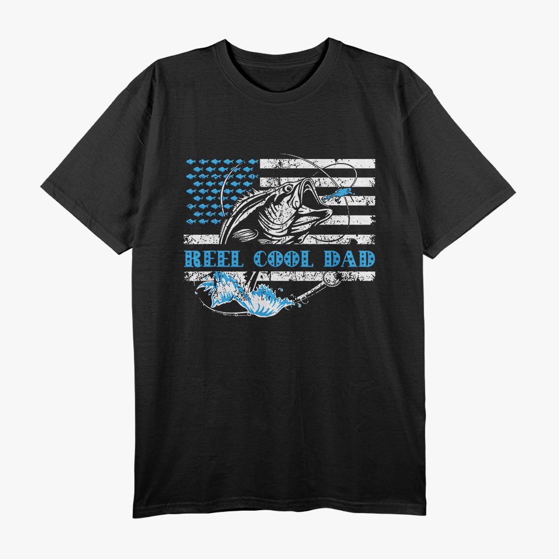 Fishing Stuff For Fathers Day, Reel Cool Dad American Flag T-Shirt