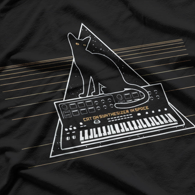 Cats on Synthesizers in Space Black T-shirt