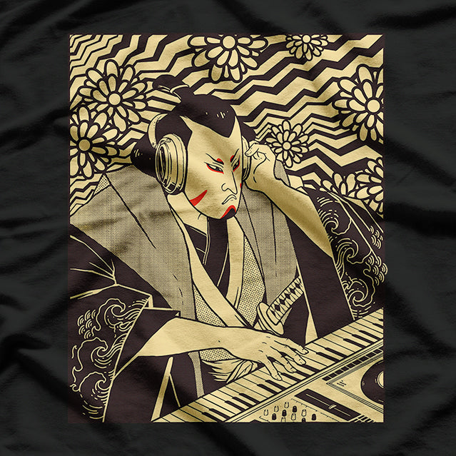 Synths & Samurai: Techno Music Meets Funny Synthesizer Warrior T-Shirt