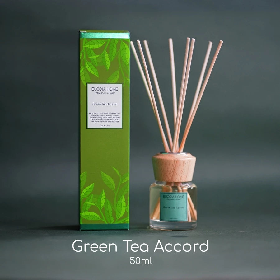 Euodia Home Green Tea Accord Fragrance Diffuser 100ml – Aromatherapy Reed Diffuser