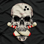 Bowling Pins Retro Skull Skeleton Head Bowling Ball T-Shirt