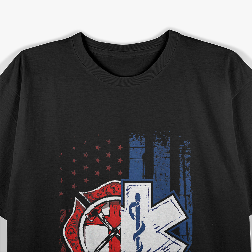 Patriotic Paramedic Firefighter EMT USA Flag EMS T-Shirt