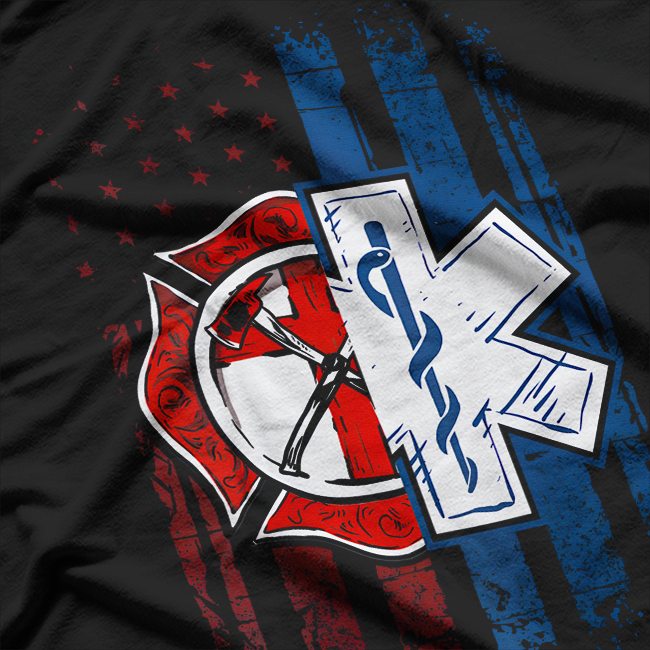Patriotic Paramedic Firefighter EMT USA Flag EMS T-Shirt