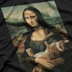 Mona Lisa with Orange Cat A Hilarious Twist on Classic Art T-Shirt