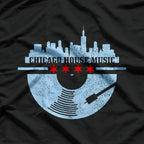 Chicago House Music Vintage Vinyl DJ Raver Flag Skyline Gift T-Shirt