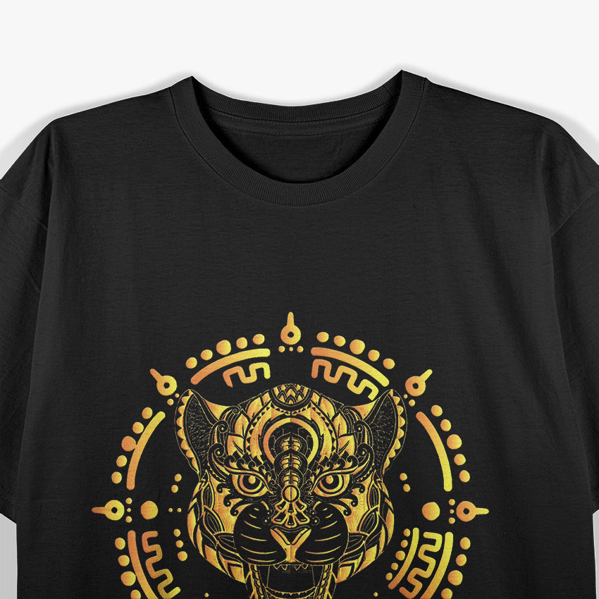 Mexican Golden Jaguar Aztec Maya Ocelot Symbolism T-Shirt