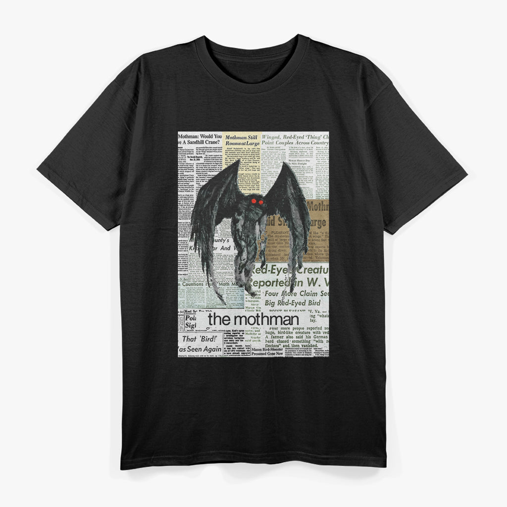 Mothman Vintage Newspaper Articles of the Cryptid Legend T-Shirt