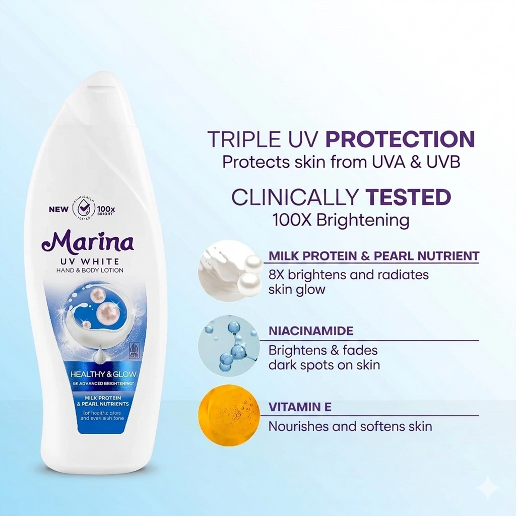 Marina UV White Healthy & Glow Hand Body Lotion (3-Pack)