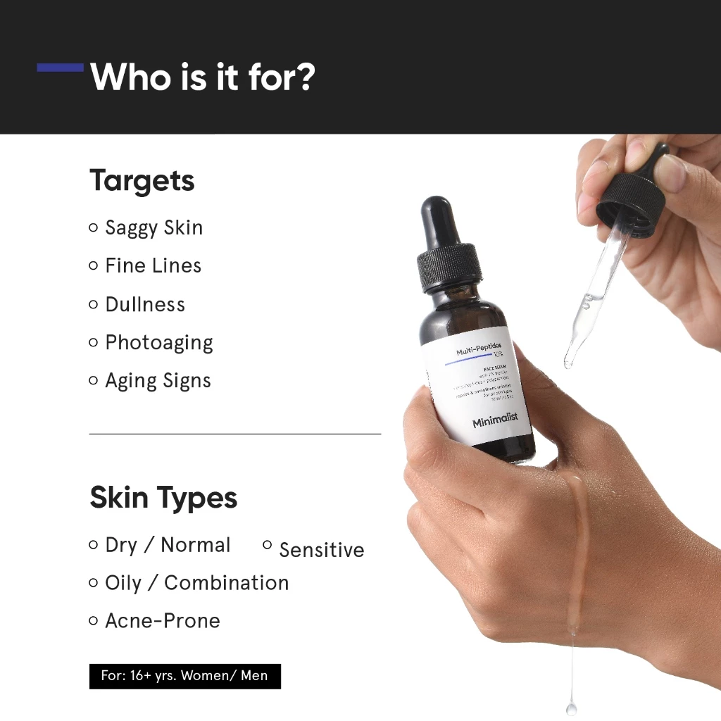 Minimalist 10% Multi Peptide Face Serum 30ml Anti Aging Collagen Boosting