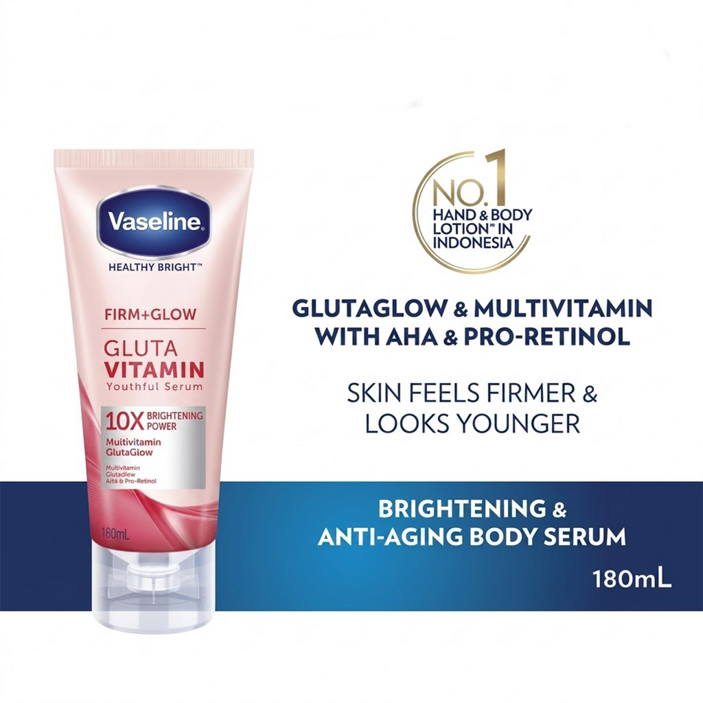 3PCS Vaseline Firm & Glow Gluta Vitamin Youthful Serum AHA Pro-Retinol 180ml