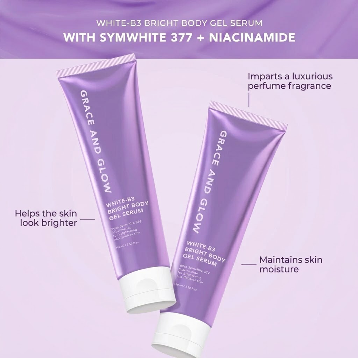 2Pcs Grace & Glow White-B3 Body Gel Serum Brightening Whitening Booster