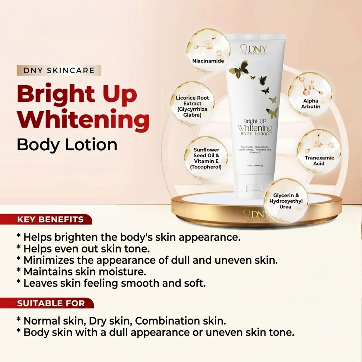DNY Skincare Bright Up Whitening Body Lotion Moisturizing & Brightening Skin