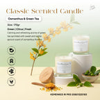 Scent & Light - Classic Scented Candle Osmanthus & Green Tea 170g – Soy Candle with Wooden Lid