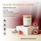 Scent & Light - Classic Scented Candle Bulgarian Rose & Lychee 170g – Soy Candle with Wooden Lid