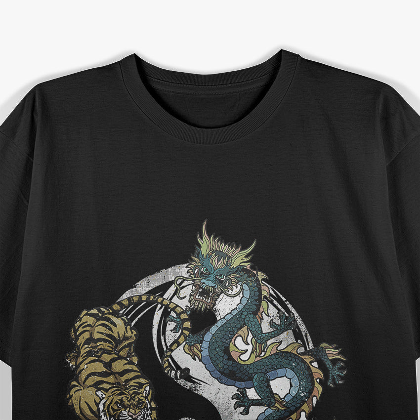 Dragon and Tiger Asian Yin Yang Balance T-Shirt