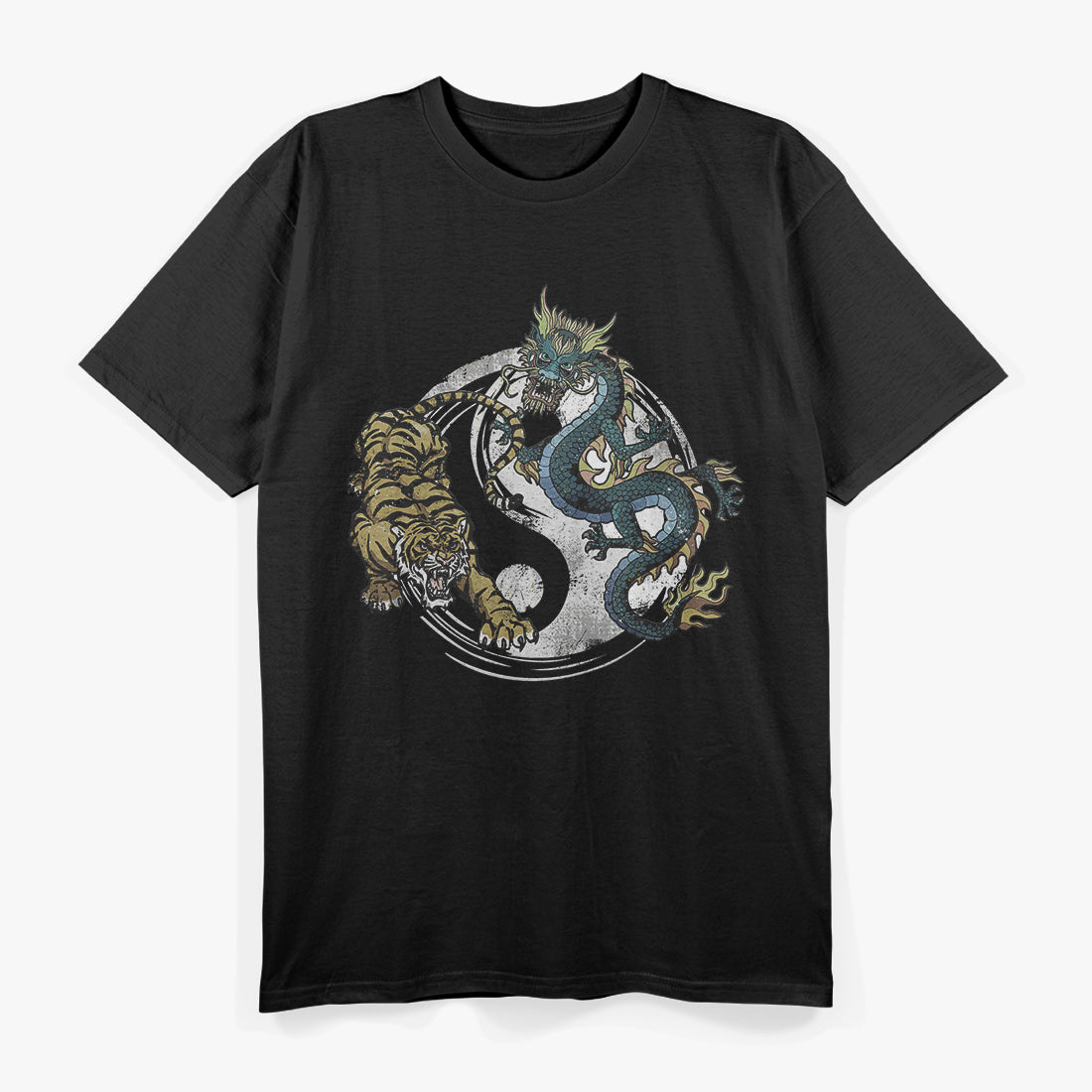 Dragon and Tiger Asian Yin Yang Balance T-Shirt