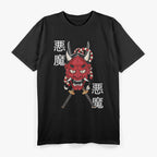 Hannya Mask Japanese Female Demon with Katana Sword Design T-Shirt