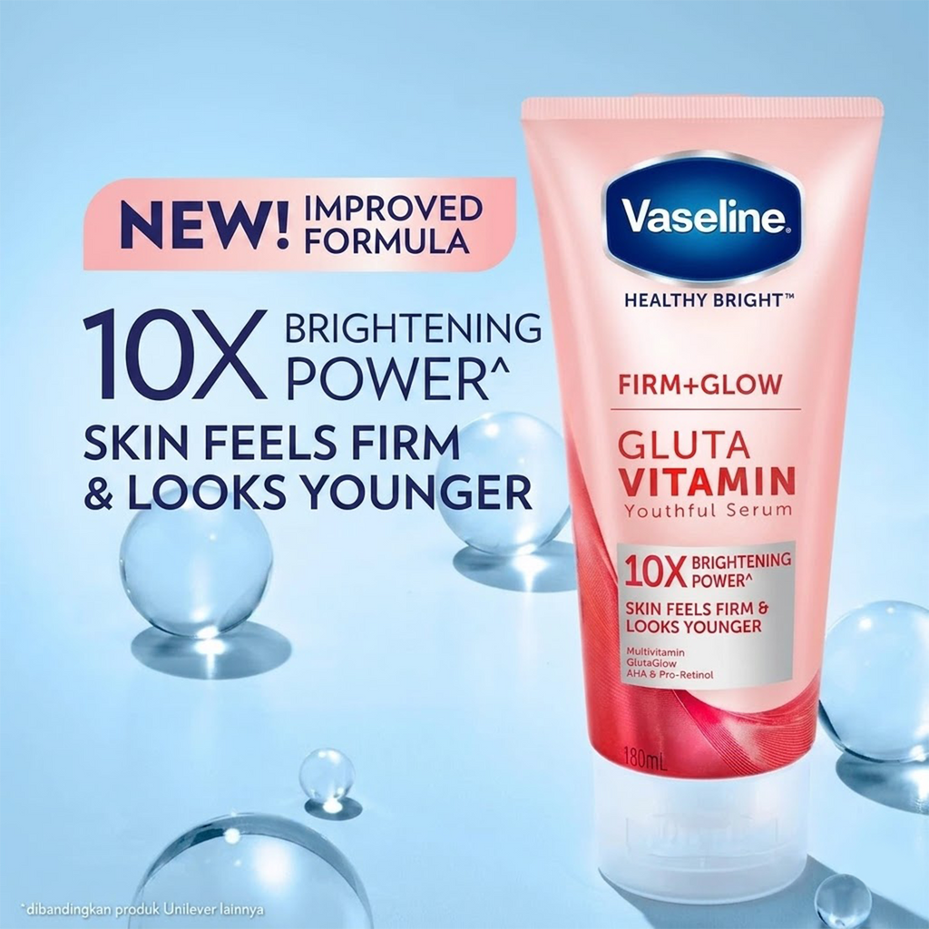 3PCS Vaseline Firm & Glow Gluta Vitamin Youthful Serum AHA Pro-Retinol 180ml