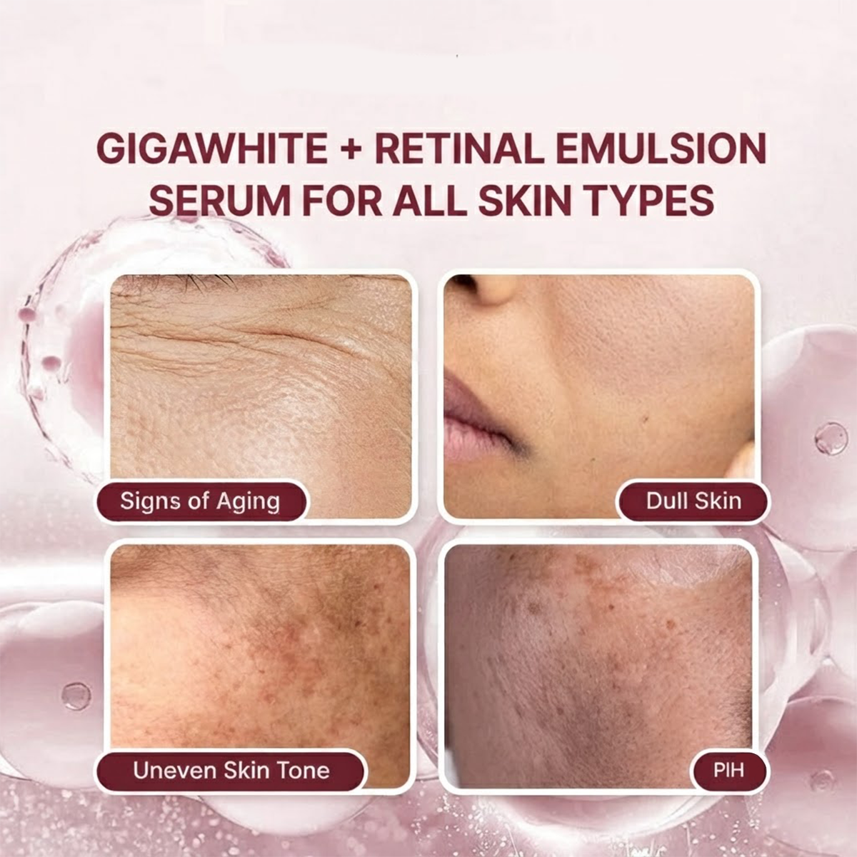 GLAMAZING Giga White + Retinal Emulsion Serum 30ml Anti Aging Brightening Skin
