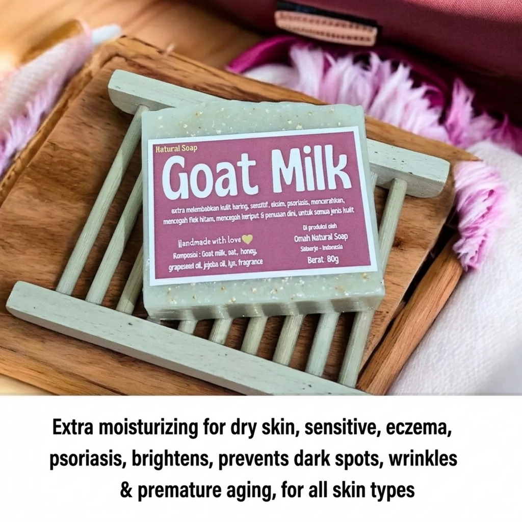 4PCS Omah Natural Goat Milk Soap 80g Bar Natural Moisturizing Handmade Soap Set