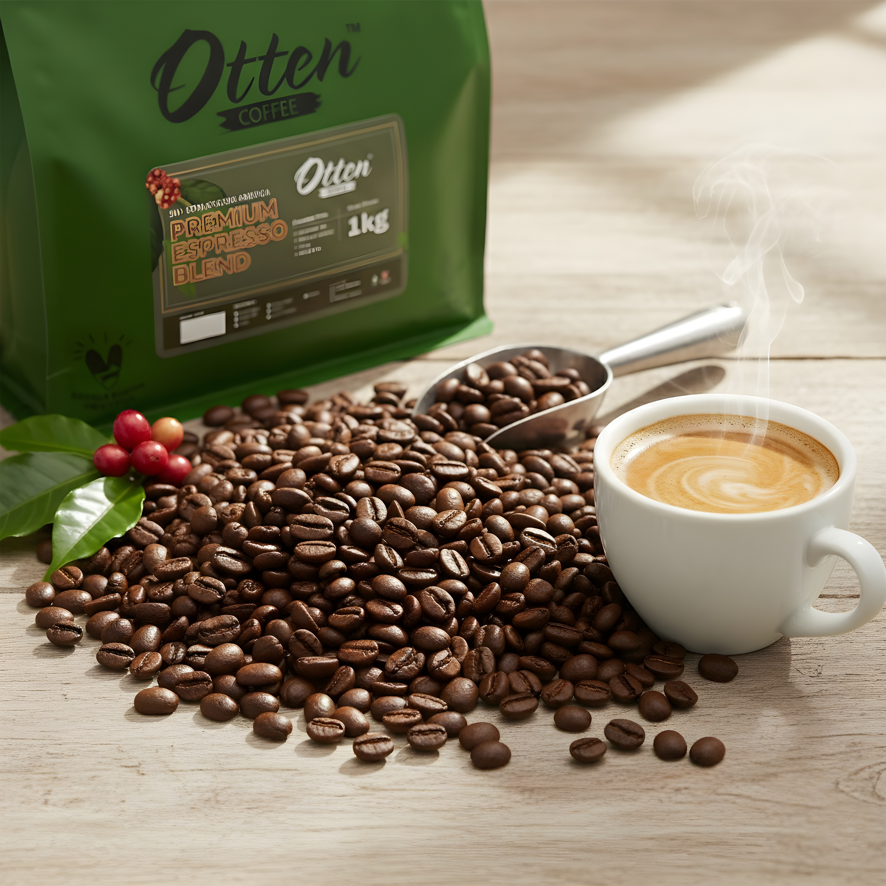 Otten Coffee Premium Espresso House Blend 1kg – Arabica & Robusta Roasted Coffee Beans