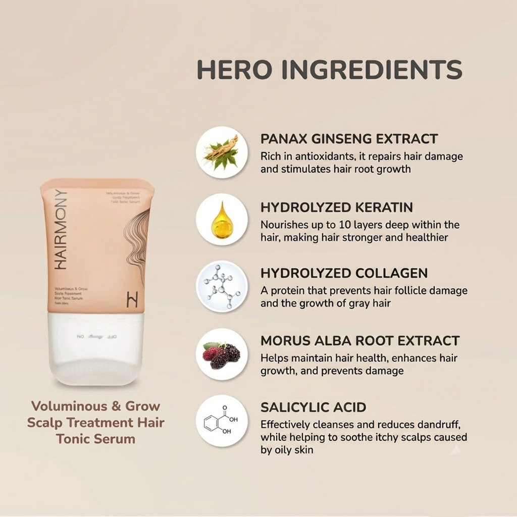 Hairmony Voluminous Grow Scalp Treatment Tonic Serum Ginseng Keratin