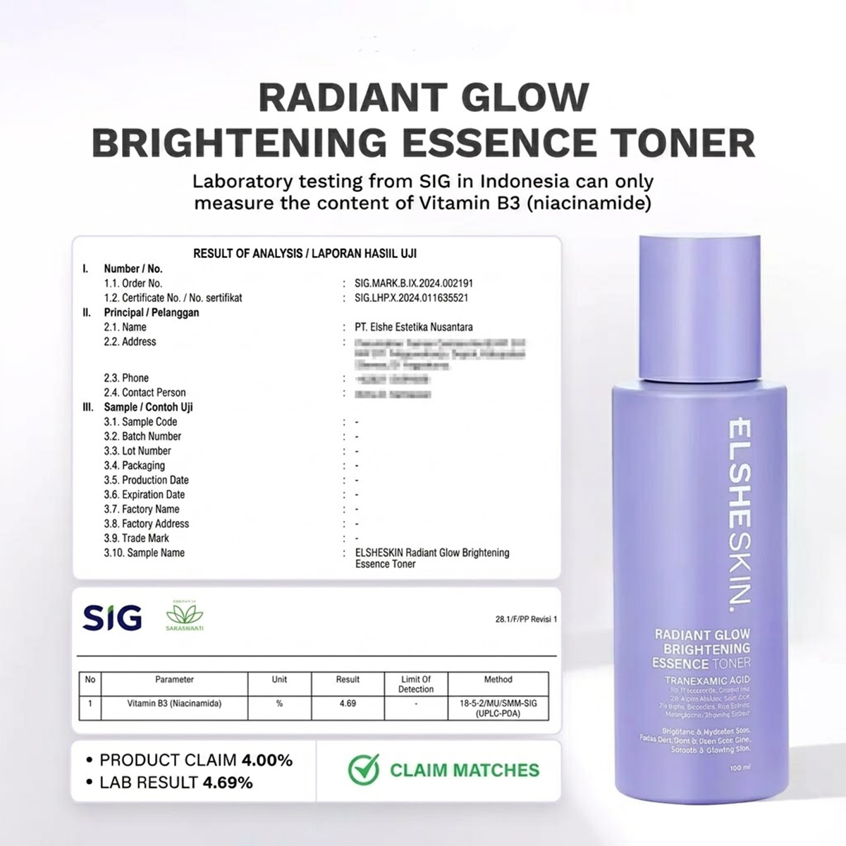 Elsheskin Radiant Glow Brightening Essence Toner 100ml Hydrating Face Toner