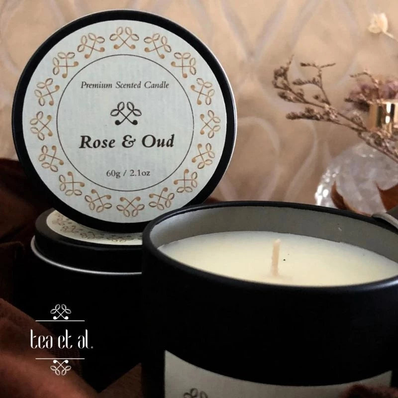 Tea Et Al Rose & Oud Scented Candle – Premium Long-Lasting Aromatherapy Candle