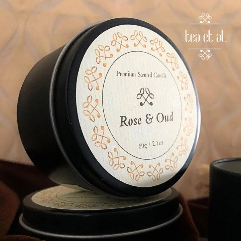 Tea Et Al Rose & Oud Scented Candle – Premium Long-Lasting Aromatherapy Candle