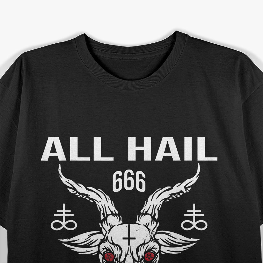 All Hail Satan Baphomet Occult Pentagram Symbol of Dark Rebellion T-Shirt