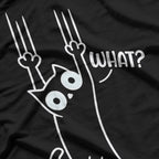 Black and White Cat Hanging On T-Shirt