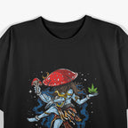 Dancing Mushroom A Playful Twist on Hindu God Imagery T-Shirt