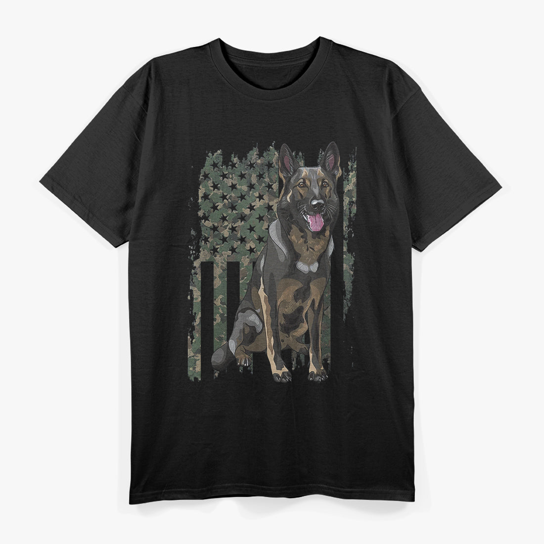 German Shepherd USA Flag Patriotic Shepherd T-Shirt