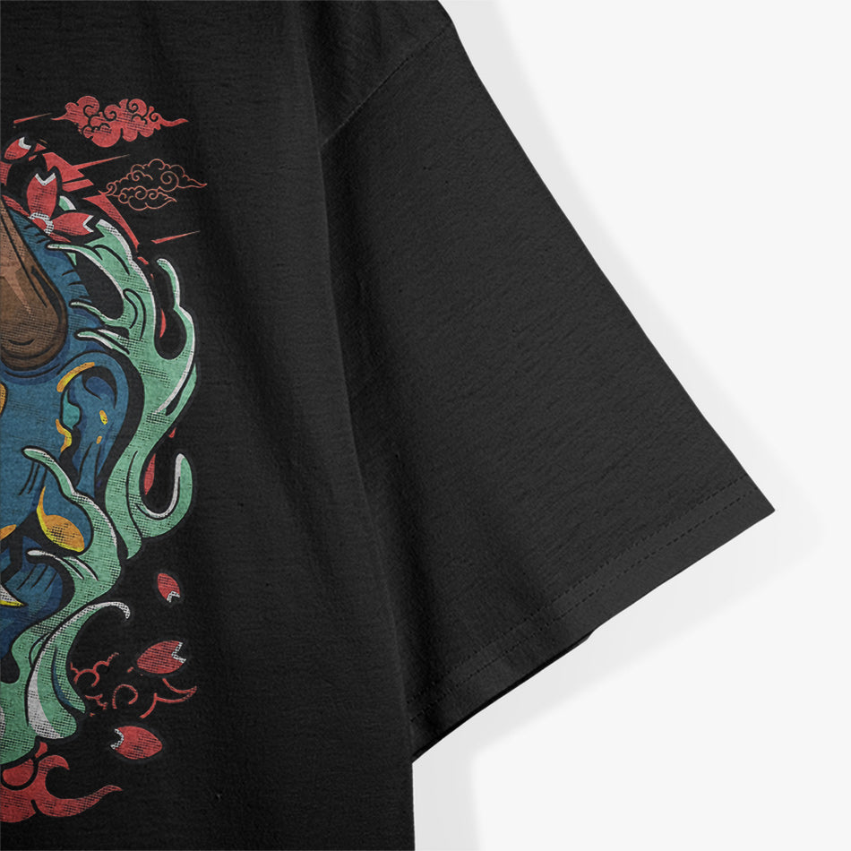 Oni Mask Japanese Blue Demon Mask of Power and Myth T-Shirt