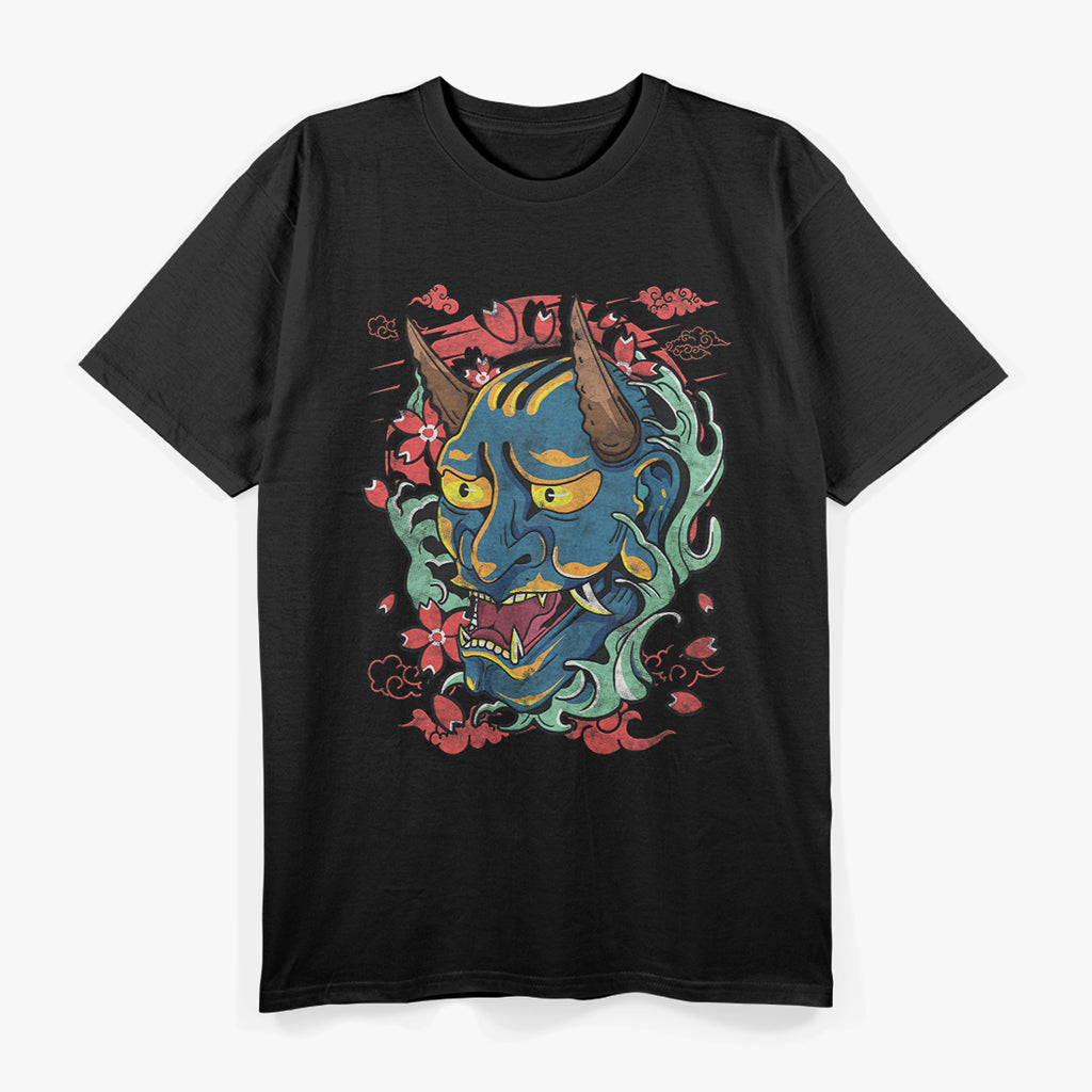 Oni Mask Japanese Blue Demon Mask of Power and Myth T-Shirt