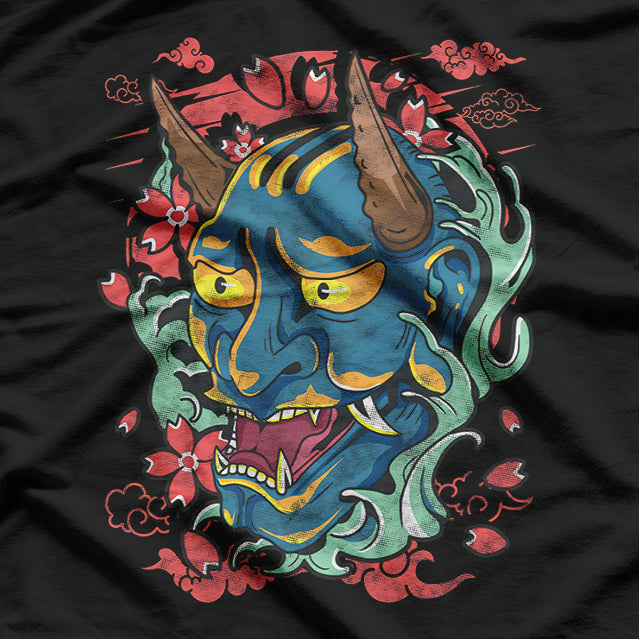 Oni Mask Japanese Blue Demon Mask of Power and Myth T-Shirt