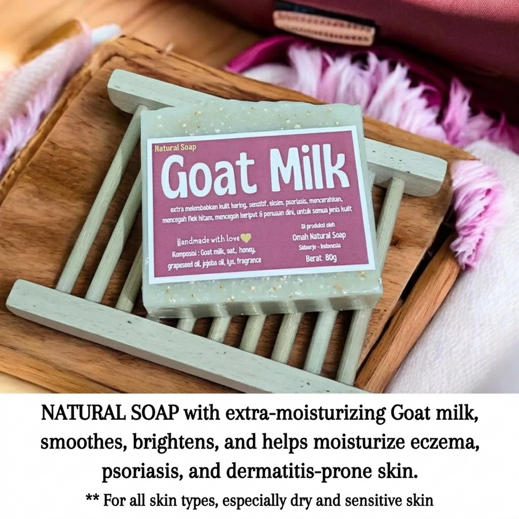 4PCS Omah Natural Goat Milk Soap 80g Bar Natural Moisturizing Handmade Soap Set