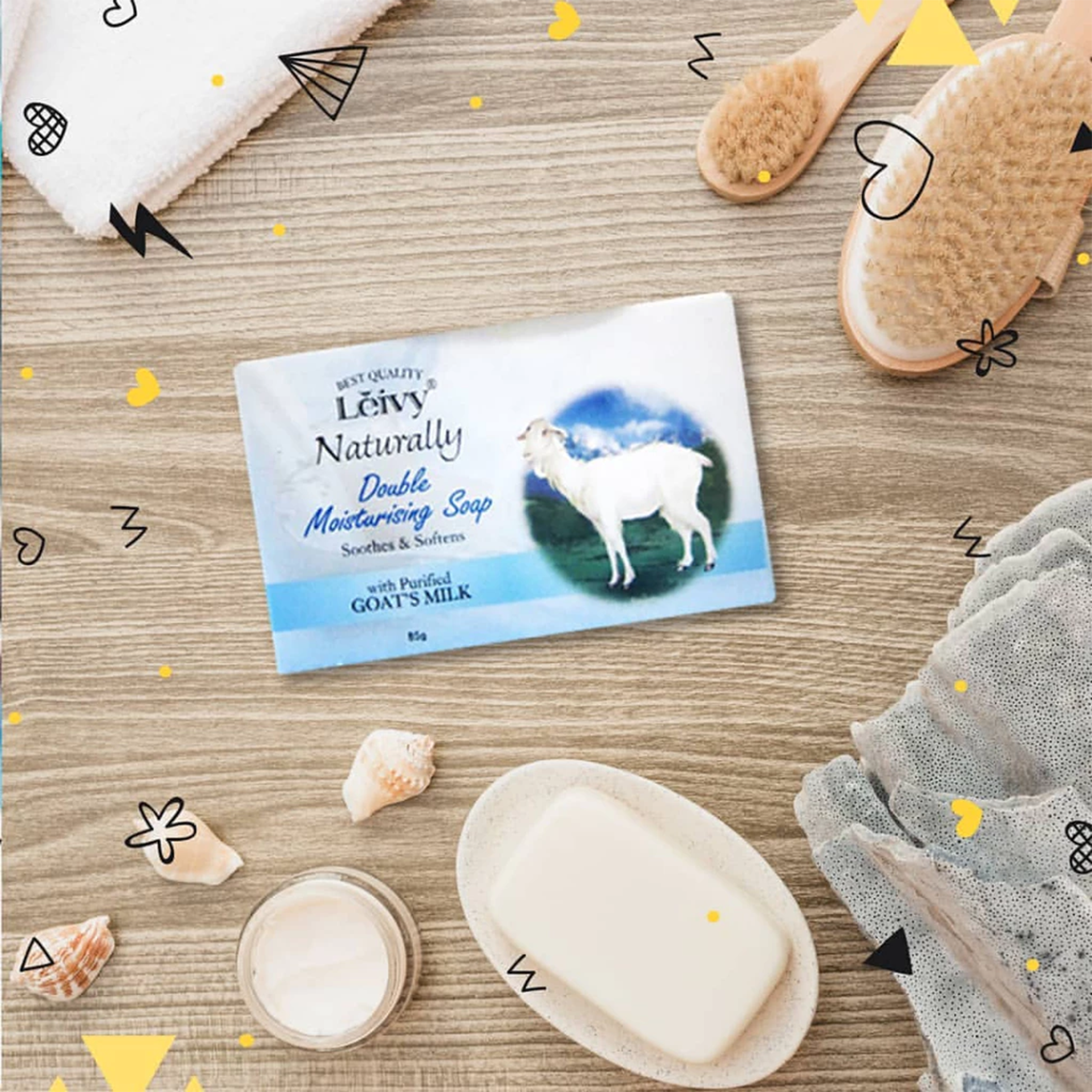 5PCS Leivy Double Moisturising Goat's Milk Bar Soap 85g Nourishing Bath Soap Set