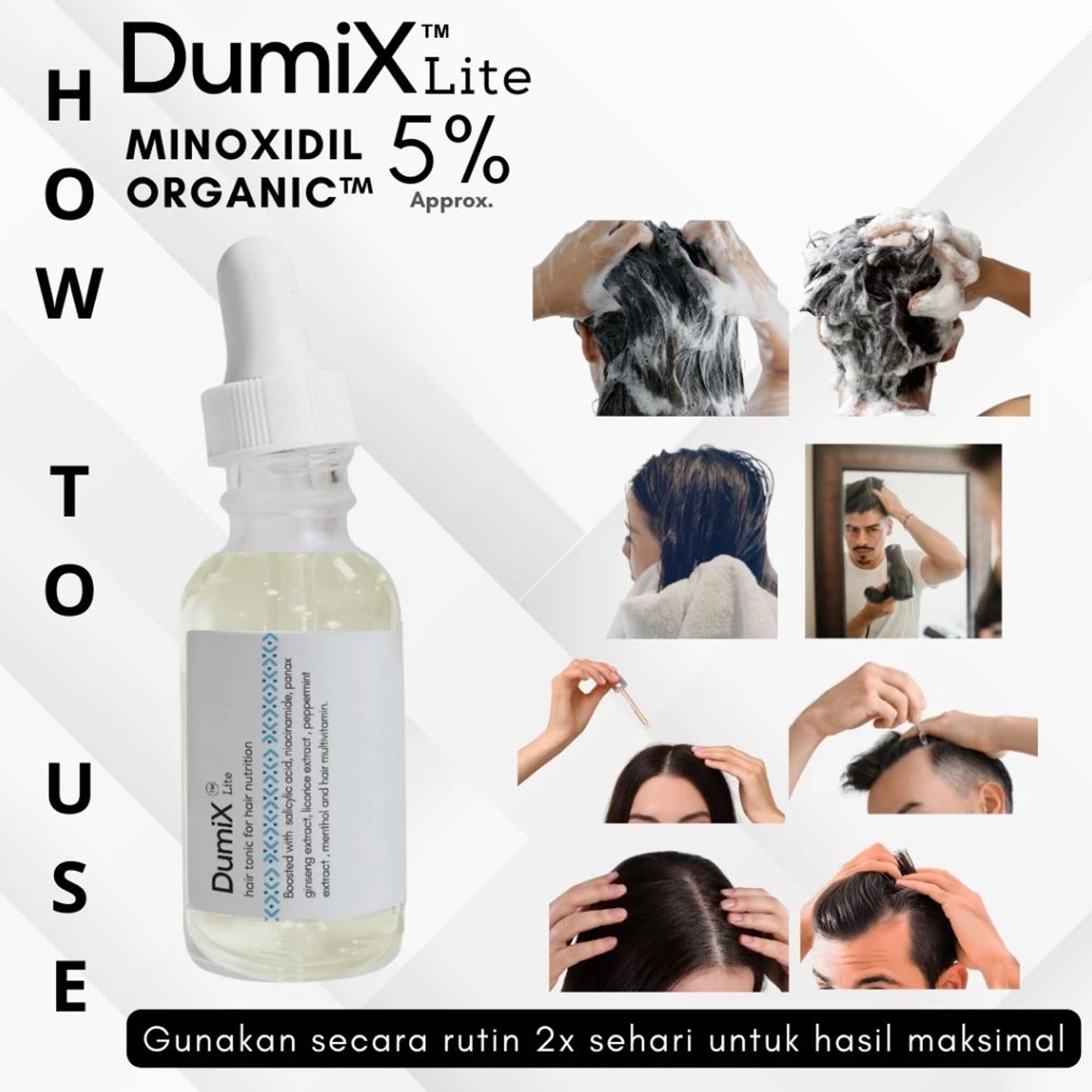 Minoxidil 5% Organic Hair Growth Tonic – 2-Piece Set for Thicker, Stronger Hair