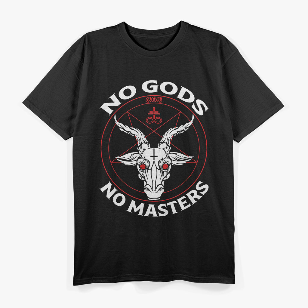 No Gods, No Masters: Baphomet Pentagram for Atheist Satanism Rebellion T-Shirt