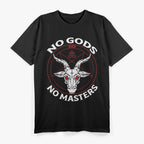 No Gods, No Masters: Baphomet Pentagram for Atheist Satanism Rebellion T-Shirt