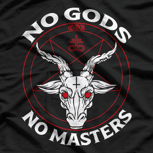No Gods, No Masters: Baphomet Pentagram for Atheist Satanism Rebellion T-Shirt