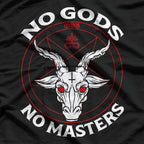 No Gods, No Masters: Baphomet Pentagram for Atheist Satanism Rebellion T-Shirt