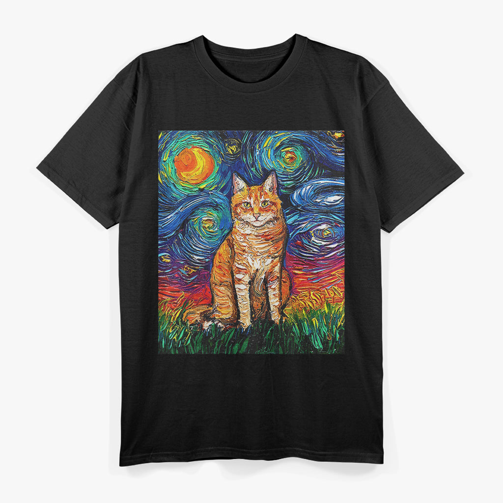 Orange Tabby Tiger Cat Starry Night T-Shirt