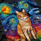 Orange Tabby Tiger Cat Starry Night T-Shirt