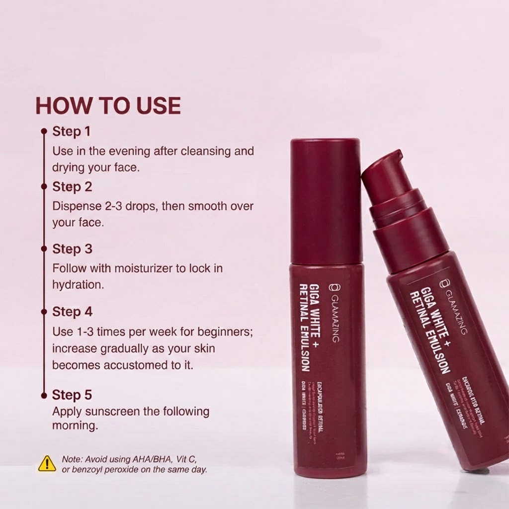 GLAMAZING Giga White + Retinal Emulsion Serum 30ml Anti Aging Brightening Skin