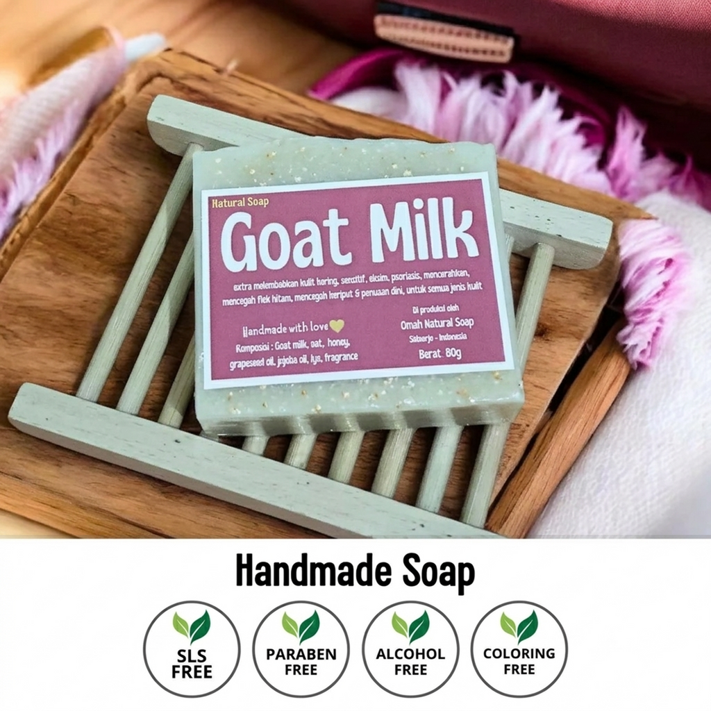 4PCS Omah Natural Goat Milk Soap 80g Bar Natural Moisturizing Handmade Soap Set