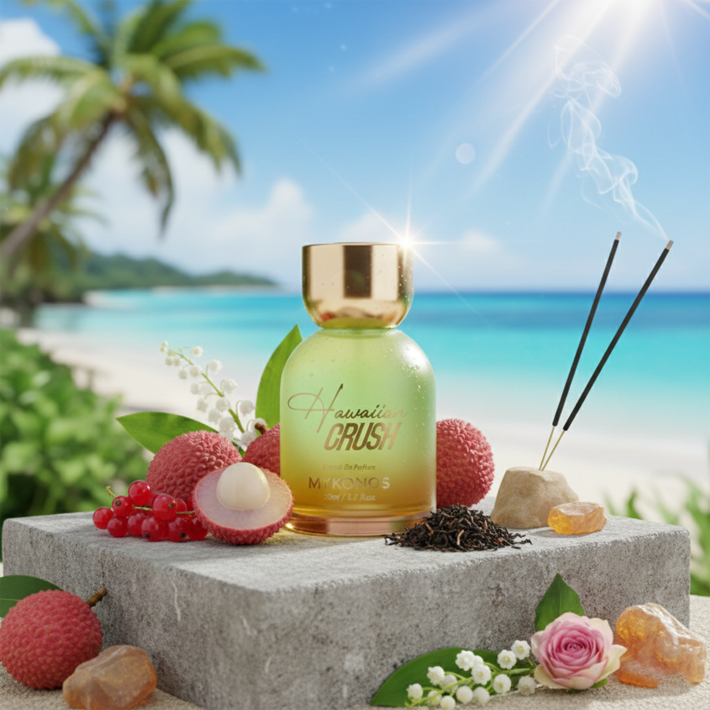 Mykonos Hawaiian Crush Extrait de Parfum 50ml Fresh Fruity Tropical Luxury Scent