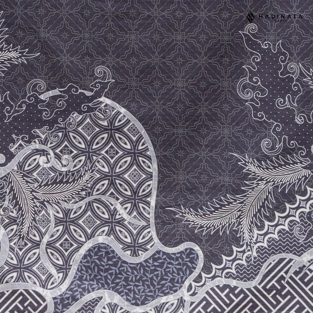 Hadinata Premium Superfine Cotton Batik Fabric Datura Grey – 3 Meter Fabric