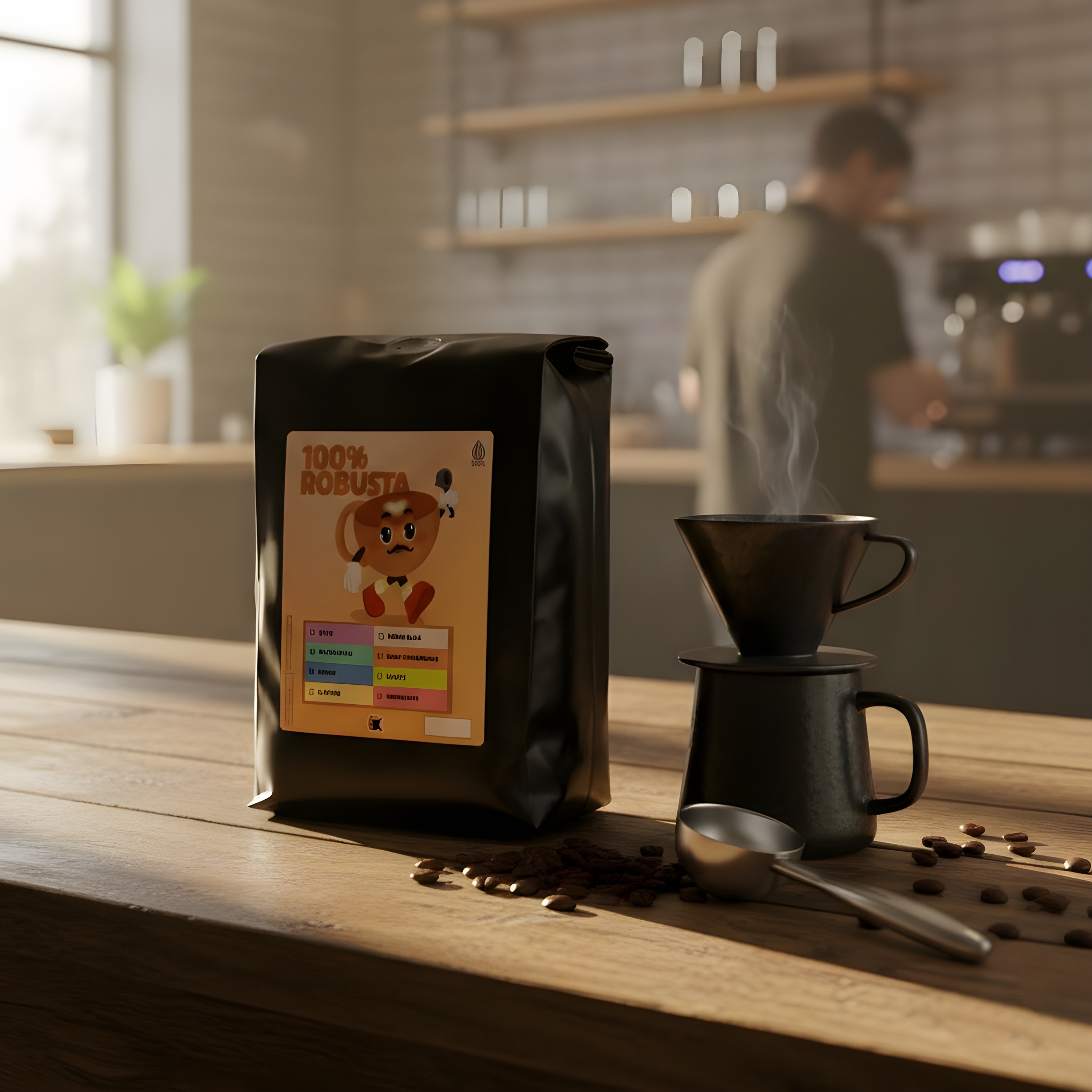 Kieta Roastery Robusta Espresso Coffee 1kg – Temanggung Roasted Beans for Milk-Based Coffee
